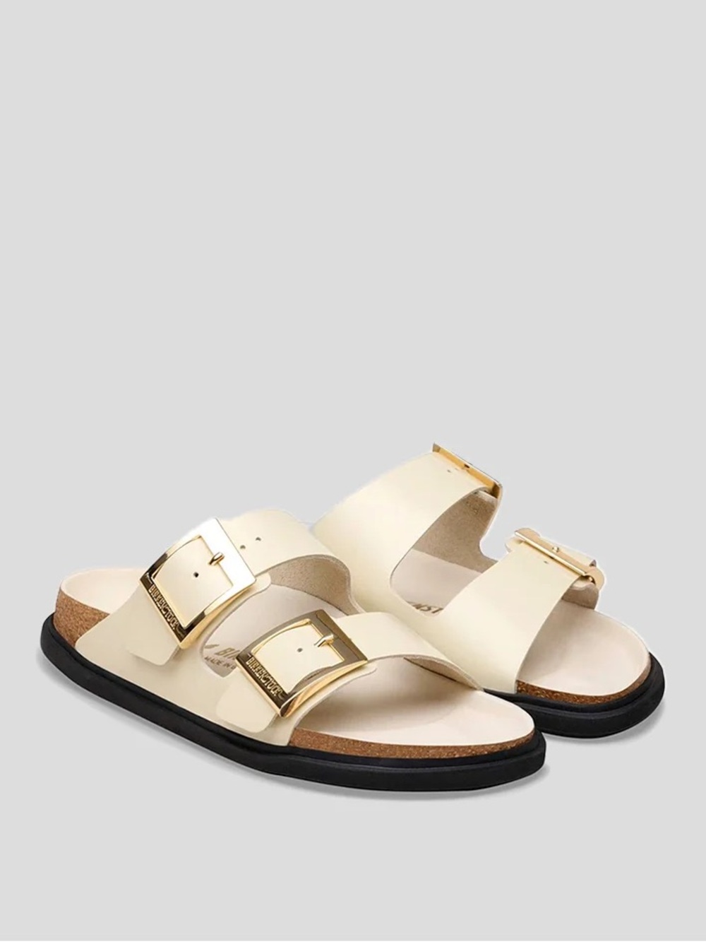 Birkenstock Arizona Droplet Buckle High Shine Natural Leather Sandals Size 7